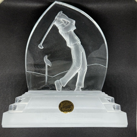 Vintage Cristal d'Arques France Lead Crystal Golf Desk Trophy Ornament 3D - Picture 2 of 8
